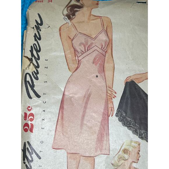 Simplicity Sewing pattern 1144 dress slip half slip 1940 size 16 bust 34 - Picture 5 of 11
